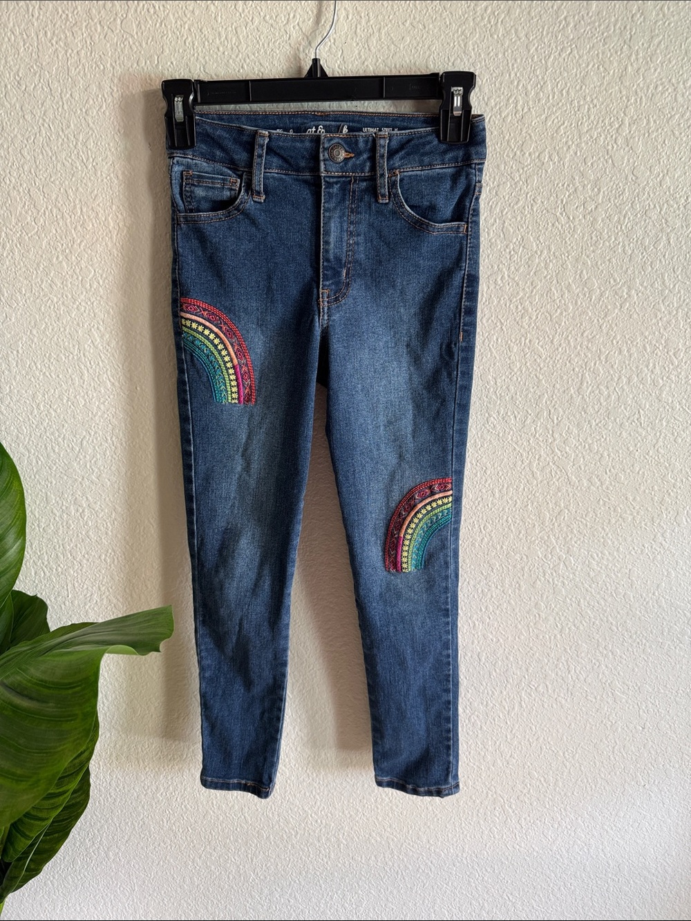 Cat & Jack Dark Blue Skinny Jeans with Rainbow Patches
